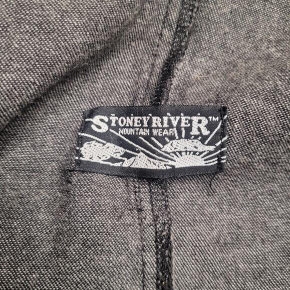 VTG Stoney River Coat Mens Medium Black Denim Duster Western USA Drover Outback - Picture 7 of 10